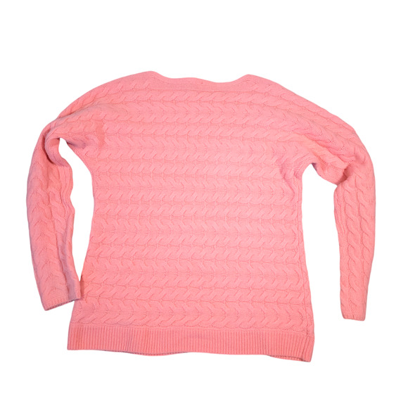 Talbots Cable Knit Sweater Blush Merino Wool Cashmere Blend Women Size L Preppy - Picture 2 of 6